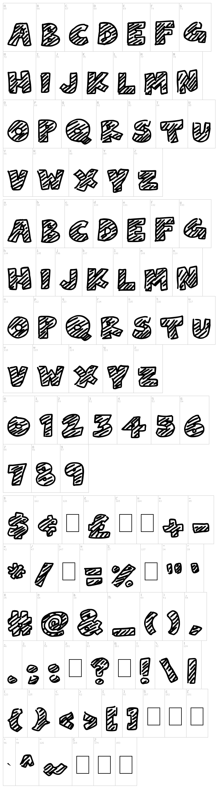 Chalk Dash font map